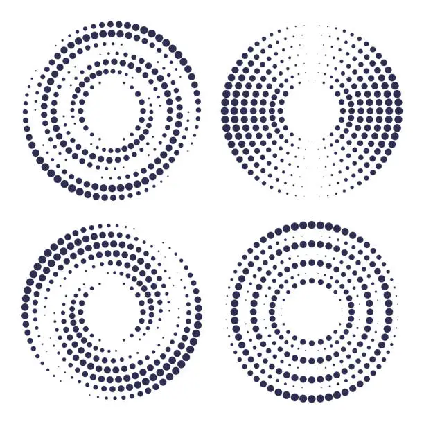 Vector illustration of Spiral Circle Swirl Round Dot Design Elements