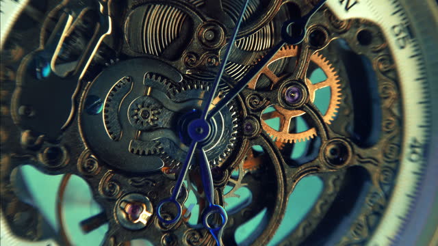 Internal structure, gear mechanism inside a beautiful expensive skeleton clock