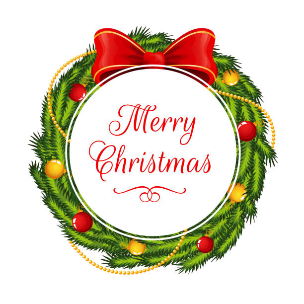istock White circle with Merry Christmas text decorated with christmas details. 1283084288