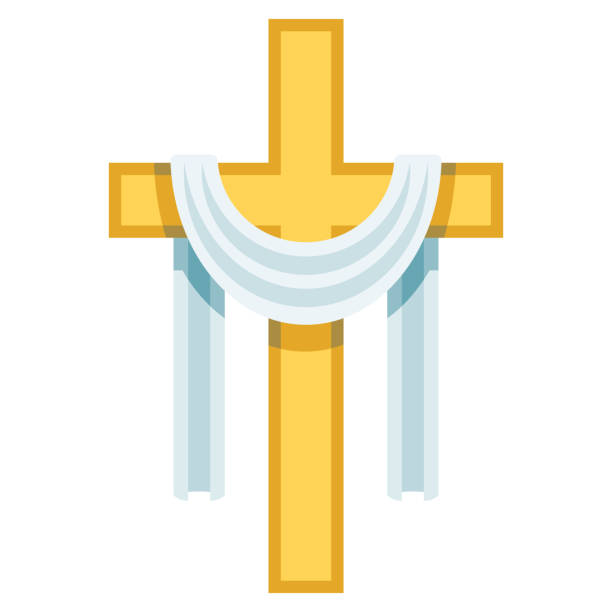 투명 배경의 교차 아이콘 - cross cross shape religion easter stock illustrations