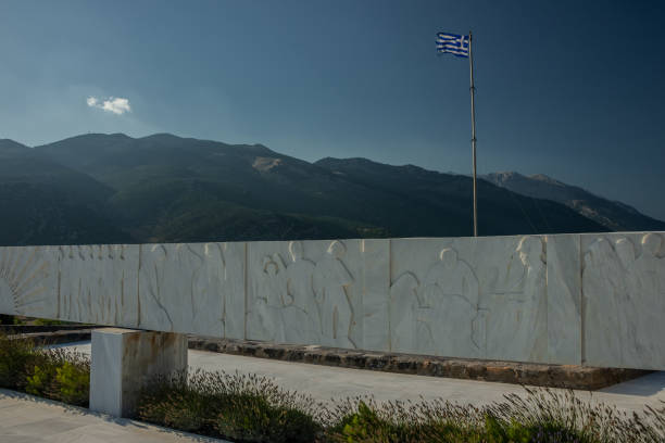 The memorial built to honor the victims of the German Nazi war crime in the village of Distomo.