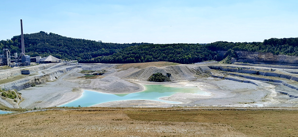 A former rock mining quarry that is now abandoned in Europe
