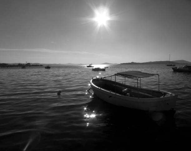 Yacth silhouette on the sea