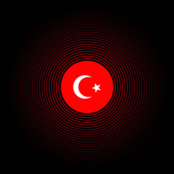 daire titreşimi simgesi ile türkiye deprem dalgası. dalga deprem simgesi vektör i̇llüstrasyon ile türkiye bayrağı. - turkey earthquake stock illustrations