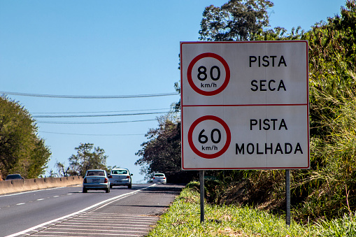 Marilia, Sao Paulo, Brazil, July 31, 2020. Signpost indicating \