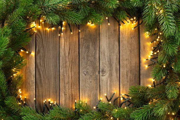 istock Christmas Decoration on wooden rustic table andcopy space 1283106731