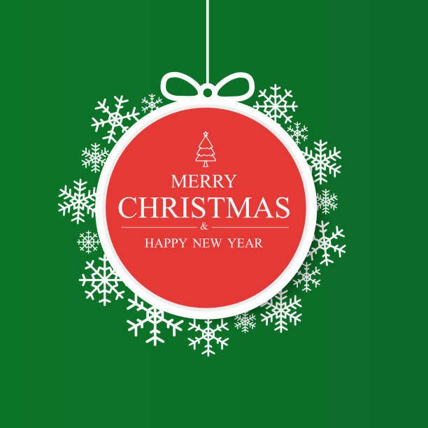 Merry Christmas and Happy New Year Card on green Background vector art illustration