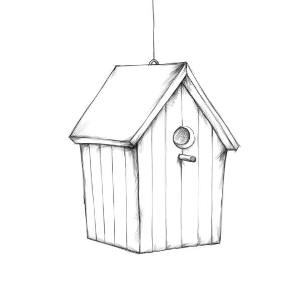 ilustrações, clipart, desenhos animados e ícones de uma caixa de ninho suspensa para pássaros - birdhouse birds nest box isolated