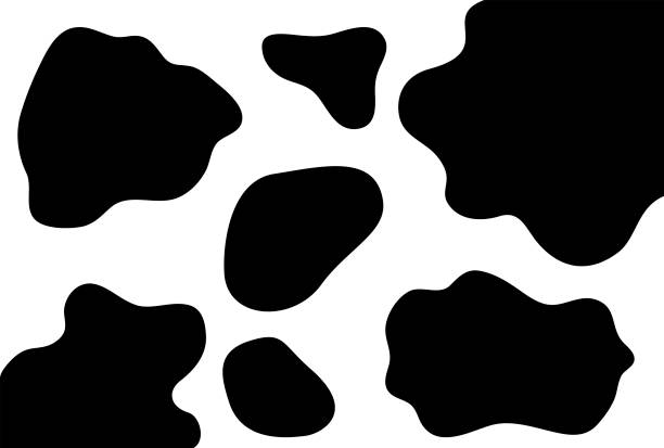 wzór krowy narysowany na całym ekranie - surowe mleko stock illustrations