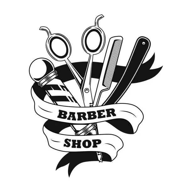 Vector illustration of Barber tools vector illustration