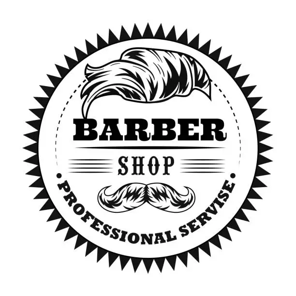 Vector illustration of Barber shop sign with trendy haircut vector illustration