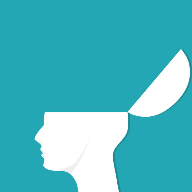 istock Open the human head. Open the head of a person with no brain 1283118445