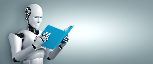 istock 3D illustration of robot humanoid reading book 1283119206