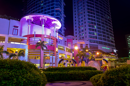 Libis, Quezon City, Philippines - Jan 2016: Eastwood City Mall, nighttime scene.