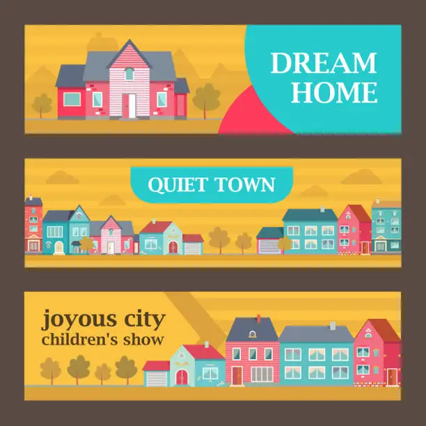 Vector illustration of Trendy banners for dream home advertisement vector illustration