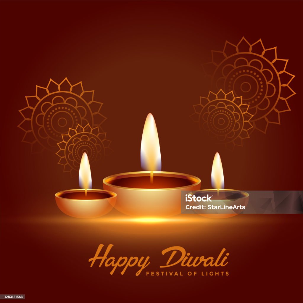 Happy Diwali Celebration Background With Diya Decoration Stock ...