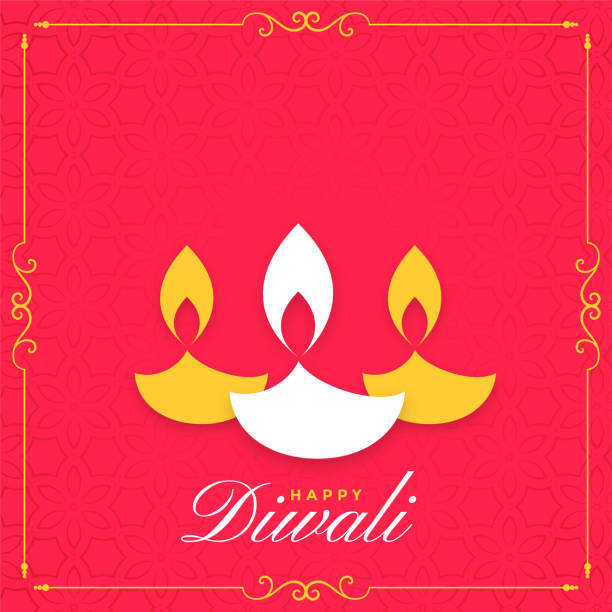 illustrations, cliparts, dessins animés et icônes de heureux diwali fond plat avec trois diya - diwali illustrations