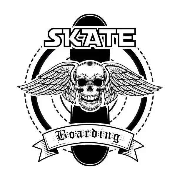 Vector illustration of Skateboarding club label vector illustration