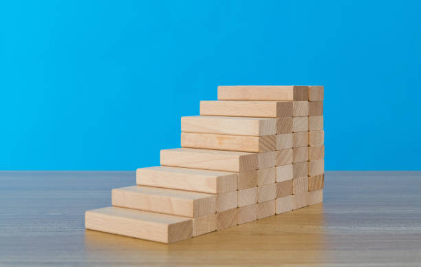 istock Staircase made of toy blocks 1283122316
