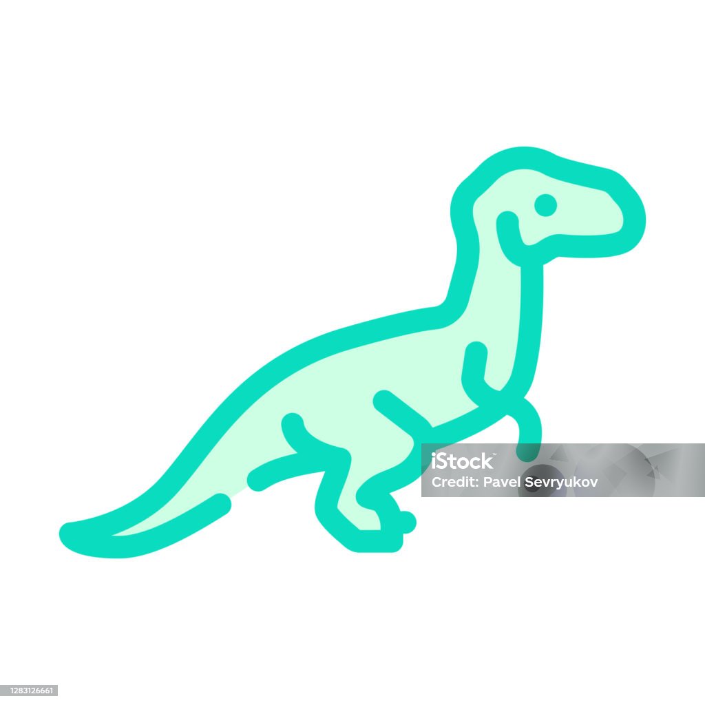 벨로시랩터 공룡 색 아이콘 벡터 일러스트레이션 0명에 대한 스톡 벡터 아트 및 기타 이미지 - 0명, 고대의, 공룡 - Istock