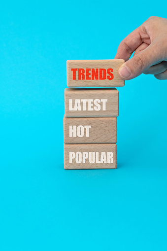 Wooden blocks with word trends.