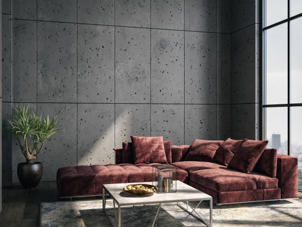 istock Living room interior in loft, industrial style 1283131865