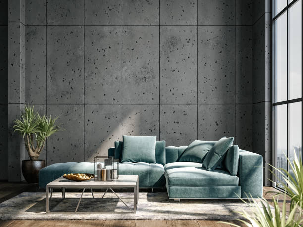 istock Living room interior in loft, industrial style 1283131887