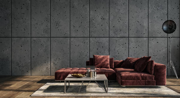 istock Living room interior in loft, industrial style 1283131916