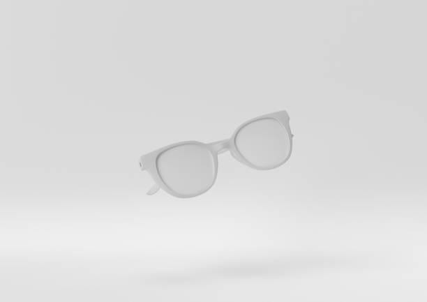 istock Creative minimal paper idea. Concept white glasses with white background. 3d render, 3d illustration. 1283134891