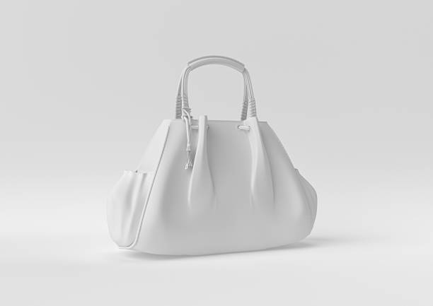 istock Creative minimal paper idea. Concept white bag with white background. 3d render, 3d illustration. 1283134901