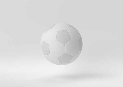 Creative minimal paper idea. Concept white football with white background. 3d render, 3d illustration.