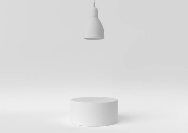istock Creative minimal paper idea. Concept white podium with white background. 3d render, 3d illustration. 1283135189