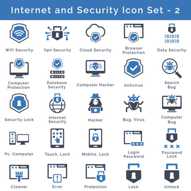 Internet and Security Icon Set 2 - Blue Version Internet and Security Icon Set 2 - Blue Version identity theft stock illustrations