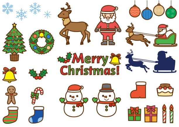 illustrations, cliparts, dessins animés et icônes de ensemble d’illustrations de noël - cookie christmas gingerbread man candy cane