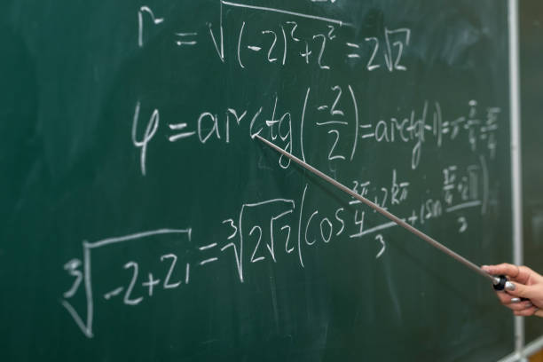 istock Mathematical formulas are written on the blackboard 1283142148