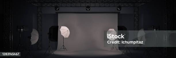 Photo Studio 3d Rendering Stock Photo - Download Image Now - Film Studio, Studio Shot, Movie