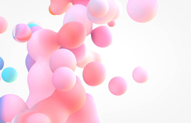 istock Abstract 3d art background. Holographic floating liquid blobs, soap bubbles, metaballs. 1283146078