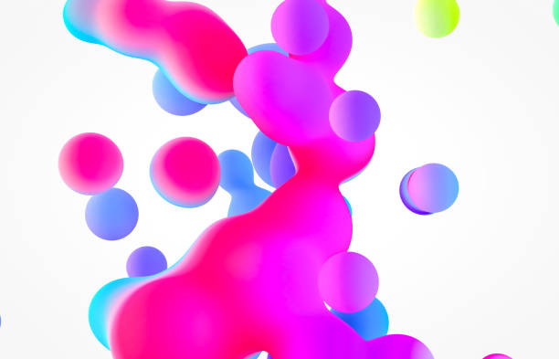 istock Abstract 3d art background. Holographic floating liquid blobs, soap bubbles, metaballs. 1283146103