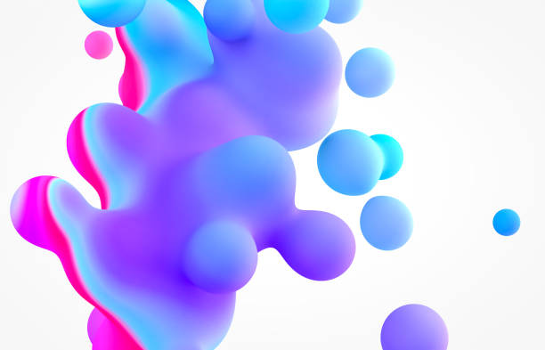 istock Abstract 3d art background. Holographic floating liquid blobs, soap bubbles, metaballs. 1283146145