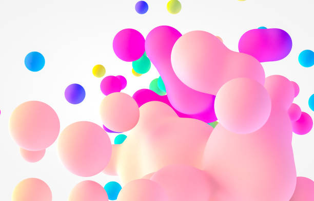 istock Abstract 3d art background. Holographic floating liquid blobs, soap bubbles, metaballs. 1283146175