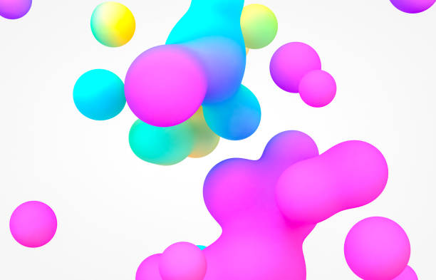 istock Abstract 3d art background. Holographic floating liquid blobs, soap bubbles, metaballs. 1283146177