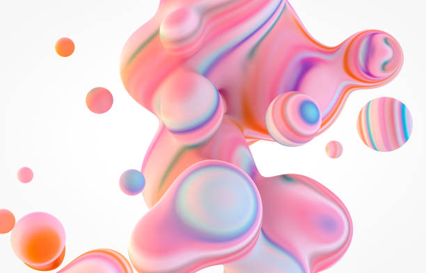 istock Abstract 3d art background. Holographic floating liquid blobs, soap bubbles, metaballs. 1283146178