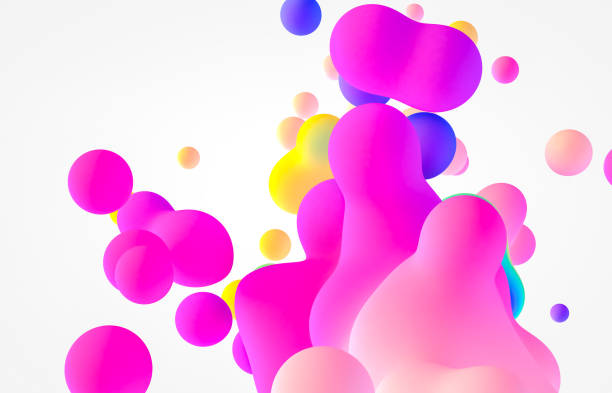istock Abstract 3d art background. Holographic floating liquid blobs, soap bubbles, metaballs. 1283146198