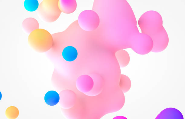 istock Abstract 3d art background. Holographic floating liquid blobs, soap bubbles, metaballs. 1283146218