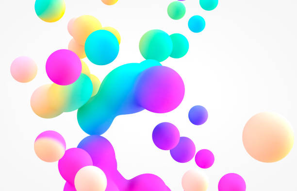 istock Abstract 3d art background. Holographic floating liquid blobs, soap bubbles, metaballs. 1283146226