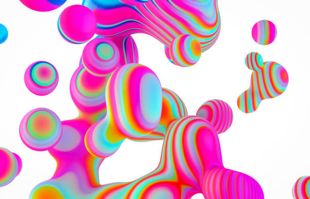 istock Abstract 3d art background. Holographic floating liquid blobs, soap bubbles, metaballs. 1283146229