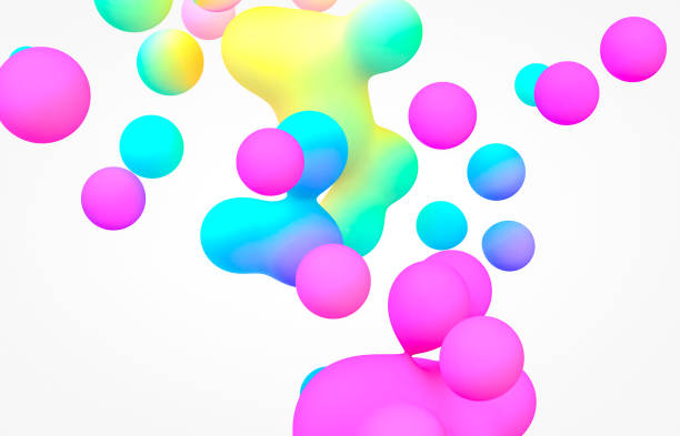 istock Abstract 3d art background. Holographic floating liquid blobs, soap bubbles, metaballs. 1283146281
