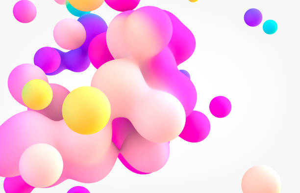 istock Abstract 3d art background. Holographic floating liquid blobs, soap bubbles, metaballs. 1283146306