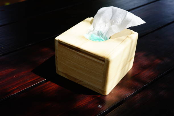 istock Paper tissue in wood box 1283147318