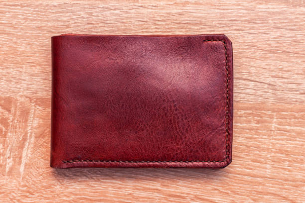 istock Handmade leather bifold natural full-grain leather wallet purse pouch 1283147507